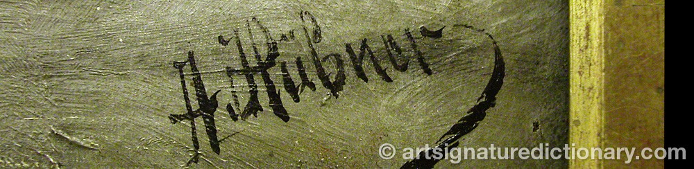 Authentic signature by Anton HÜBNER on  artwork
