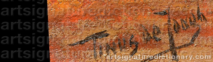 Authentic signature by Tinus De JONG on  artwork