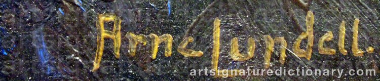 Authentic signature by Arne LUNDELL on  artwork