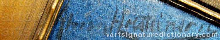 Authentic signature by Alma HOLSTEINSON on  artwork