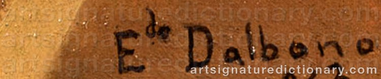 Authentic signature by Edoardo DALBONO on  artwork