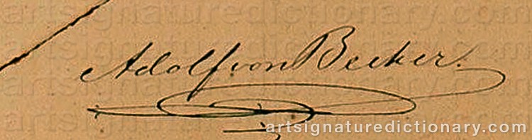 Authentic signature by Adolf Von BECKER on  artwork