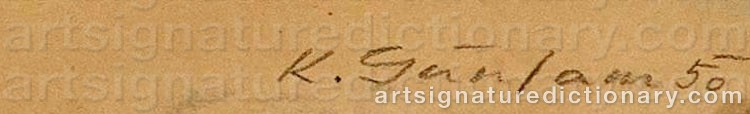 Authentic signature by Karl Josef GUNSAM on  artwork