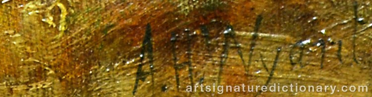 Authentic signature by Alexander Helwig WYANT on  artwork