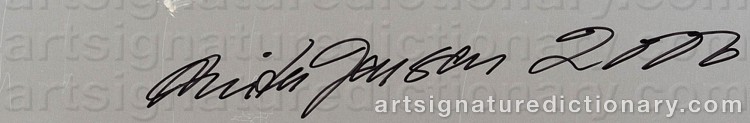 Authentic signature by Anita JENSEN on Drawing/Graphic/Print artwork