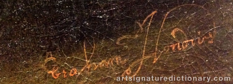 Authentic signature by Abraham Danielsz HONDIUS on  artwork