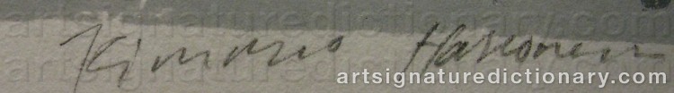 Authentic signature by Kimmo HAKONEN on  artwork
