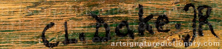 Authentic signature by Carel Lodewijk The Younger DAKE on  artwork