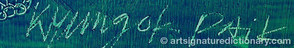 Authentic signature by Kyung-Ok PAIK on  artwork