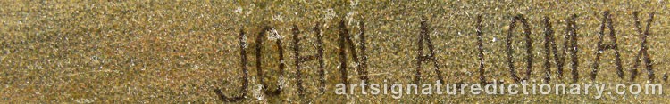 Authentic signature by John Arthur LOMAX on  artwork