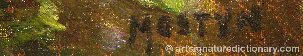 Authentic signature by Thomas Edwin ‘Tom’ MOSTYN on  artwork