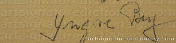 Authentic signature by Yngve ‘Yngve’ BERG on artwork