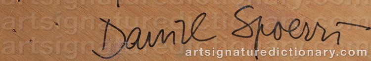Authentic signature by Daniel SPOERRI on  artwork