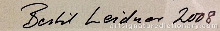 Authentic signature by Bertil LEIDNER on  artwork