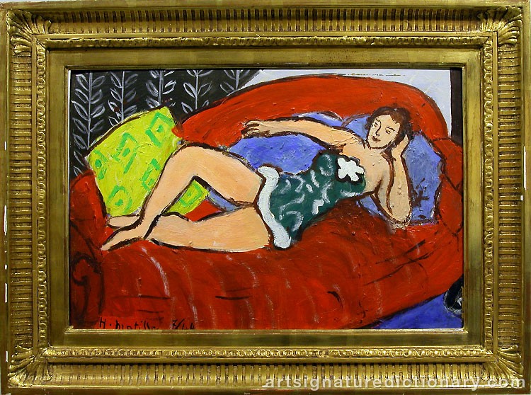 Close-up details showing Henri MATISSE signature forgery characteristics