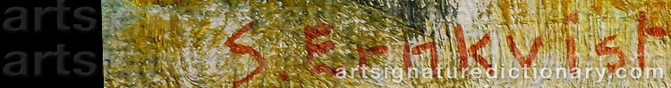Authentic signature by Sven ERNKVIST on artwork