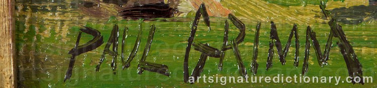 Authentic signature by Paul A. GRIMM on Painting/Watercolour artwork