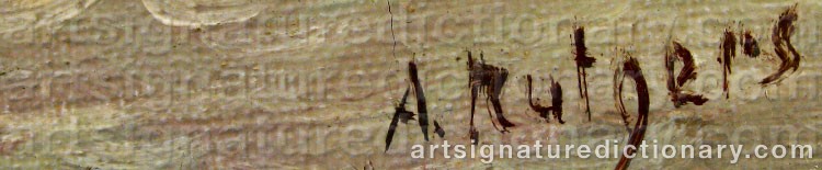Authentic signature by A. RUTGERS on  artwork