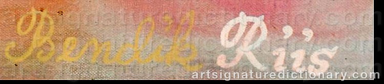 Authentic signature by Bendik RIIS on  artwork