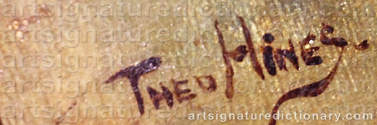 Authentic signature by Theodore HINES on  artwork