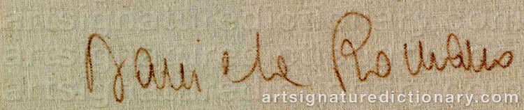 Authentic signature by Daniela ROMANO on  artwork
