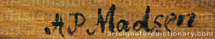 Authentic signature by Andreas Peter MADSEN on  artwork
