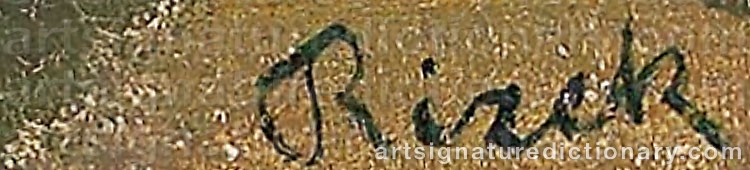 Authentic signature by Emil RIZEK on artwork