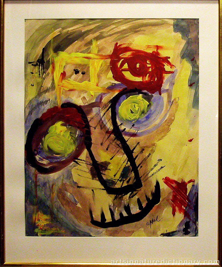 Close-up details showing Karel APPEL signature forgery characteristics