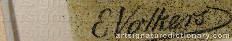 Authentic signature by Emil VOLKERS on Drawing/Graphic/Print artwork