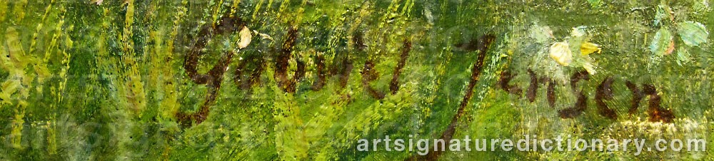 Authentic signature by Gabriel Oluf JENSEN on  artwork