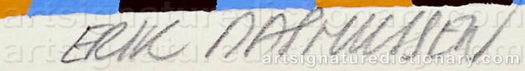 Authentic signature by Erik RASMUSSEN on  artwork