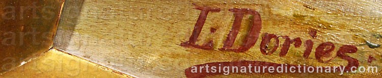 Authentic signature by L. DORIES on  artwork
