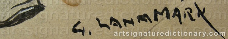 Authentic signature by Gustav LANNMARK on  artwork
