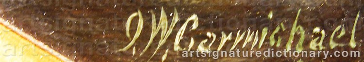 Authentic signature by James Wilson CARMICHAEL on  artwork