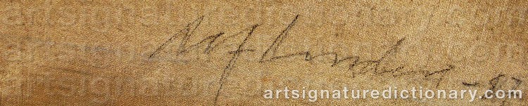 Authentic signature by Alf LINDER on artwork