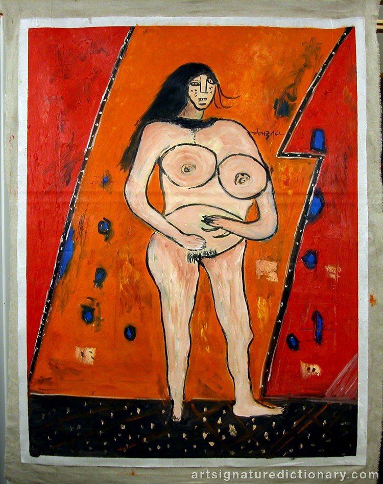 Close-up details showing Francis Newton SOUZA signature forgery characteristics