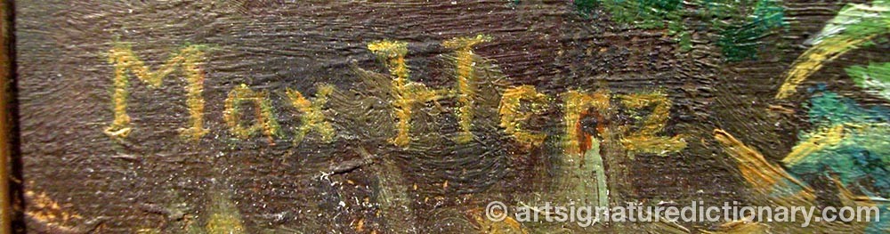Authentic signature by Max HERZ on  artwork