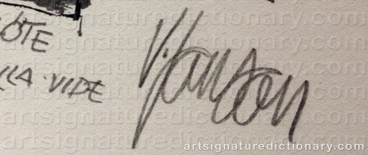 Authentic signature by Vide JANSON on Drawing/Graphic/Print artwork