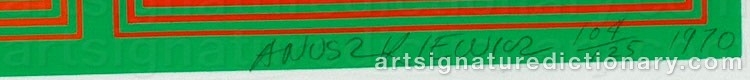 Authentic signature by Richard Joseph ANUSZKIEWICZ on Drawing/Graphic/Print artwork