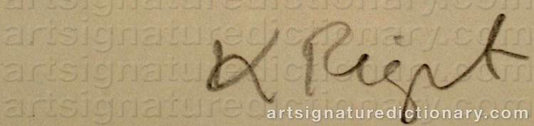 Authentic signature by Karl Åge RIGET on  artwork