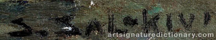 Authentic signature by Santeri SALOKIVI on Painting/Watercolour artwork