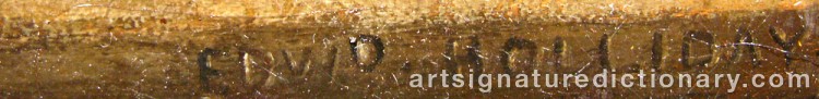 Authentic signature by Edward HOLLIDAY on  artwork