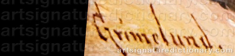 Authentic signature by Johannes GRIMELUND on artwork