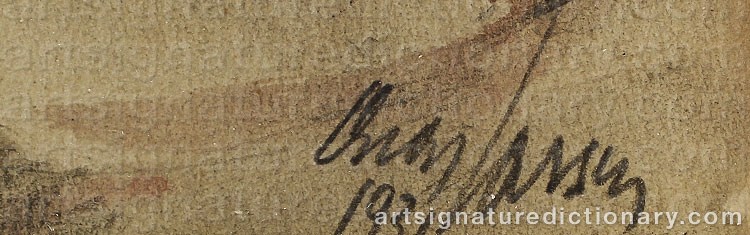 Authentic signature by Oskar LARSEN on  artwork