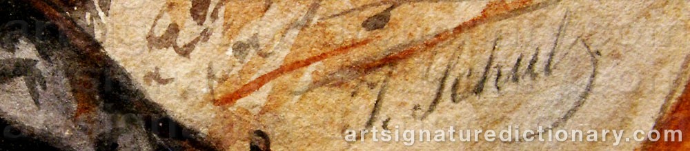 Authentic signature by Julius Carl SCHULZ on  artwork