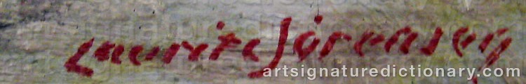 Authentic signature by Laurits SØRENSEN on  artwork
