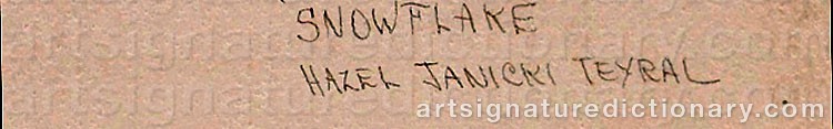 Authentic signature by Hazel JANICKI on artwork
