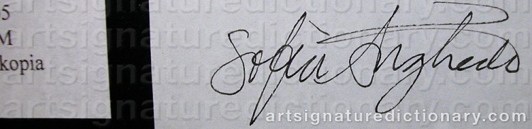 Authentic signature by Sofia ÄNGHEDE on  artwork