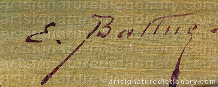 Authentic signature by Pierre Ernest BALLUE on  artwork