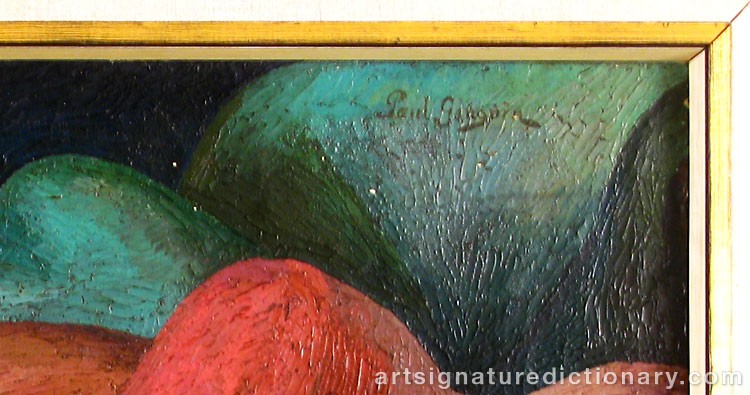 Close-up details showing Paul GAUGUIN signature forgery characteristics